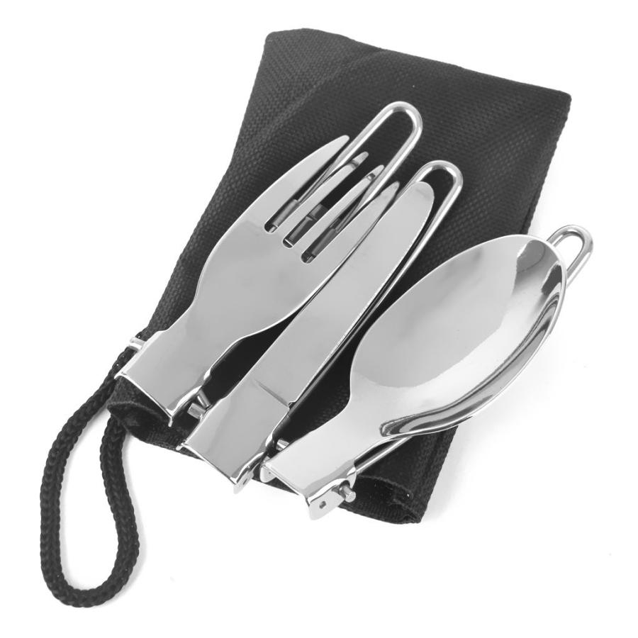 折りたたみカトラリーセット 3点セット アウトドア キャンプ ハイキング ピクニック 折り畳み式 フォーク スプーン ナイフ 食器 ポータブル