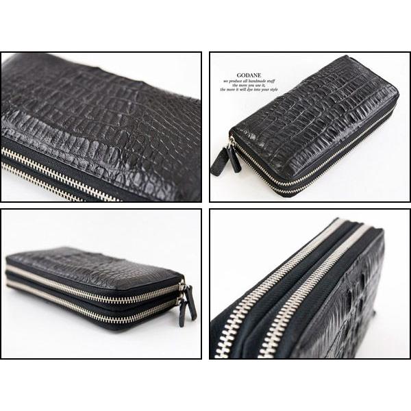 GODANE 天然カイマン種クロコダイル革 spcw-8056cp/bk.t 長財布 ダブル  