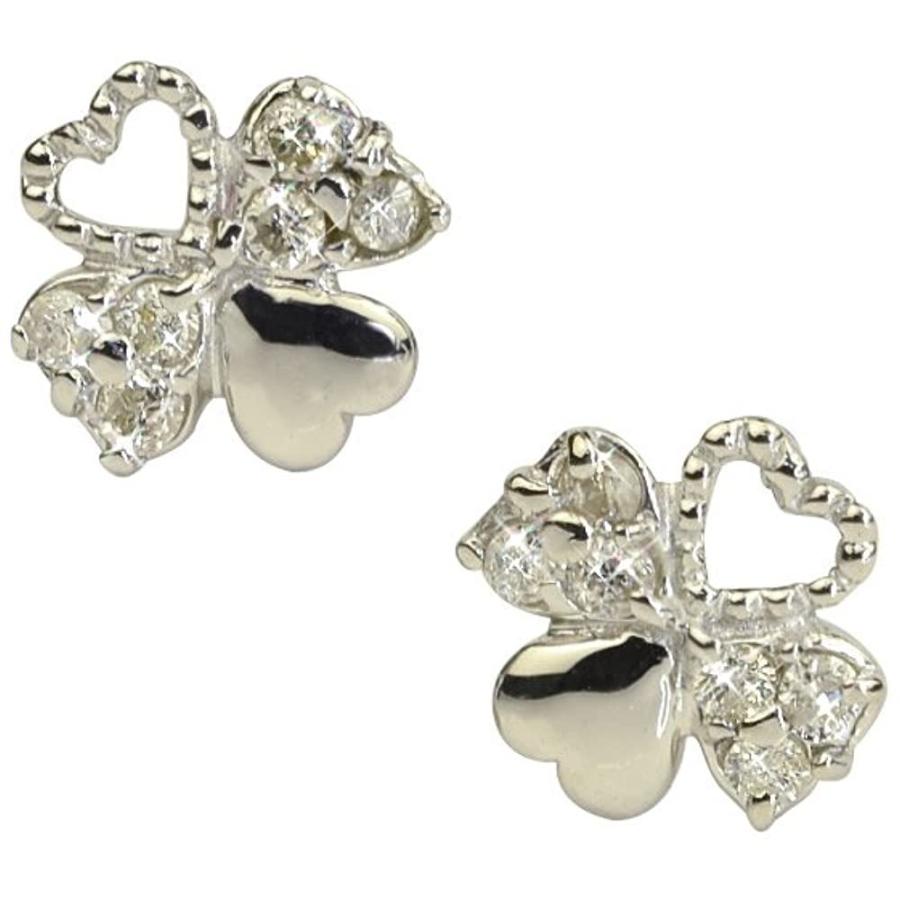 流行に 四葉のクローバー 14金 ダイヤモンドピアス スタッドピアス ホワイトゴールド 14k K14 四つ葉 四葉 クローバー 4月 誕生石 女性 K 人気ショップが最安値挑戦 Www Cepici Gouv Ci