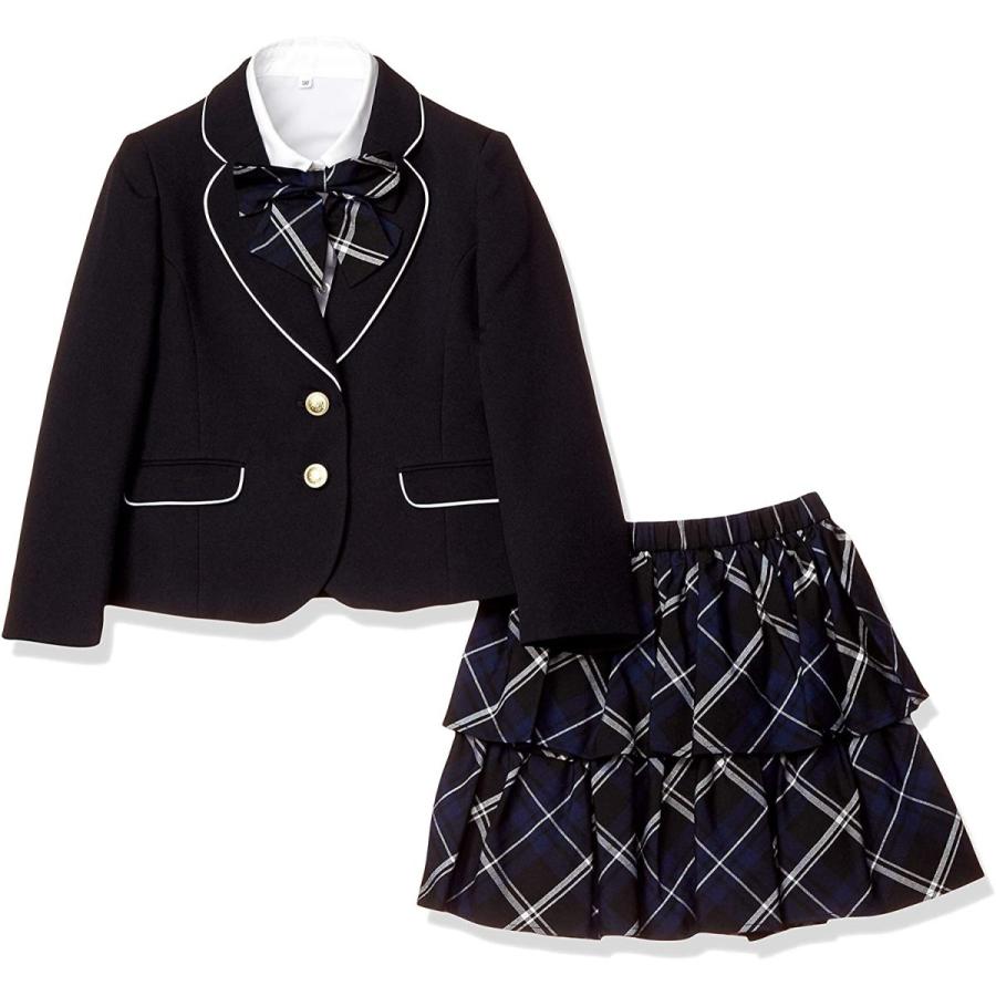 お手頃価格 キッズフォーマル スーツ 女の子 入学式 Magic Alice アリスマジック 4点セット リボン付 チェックスカート 卒園 式 小学生 子ども用ファッション小物 Aliuminium Lt