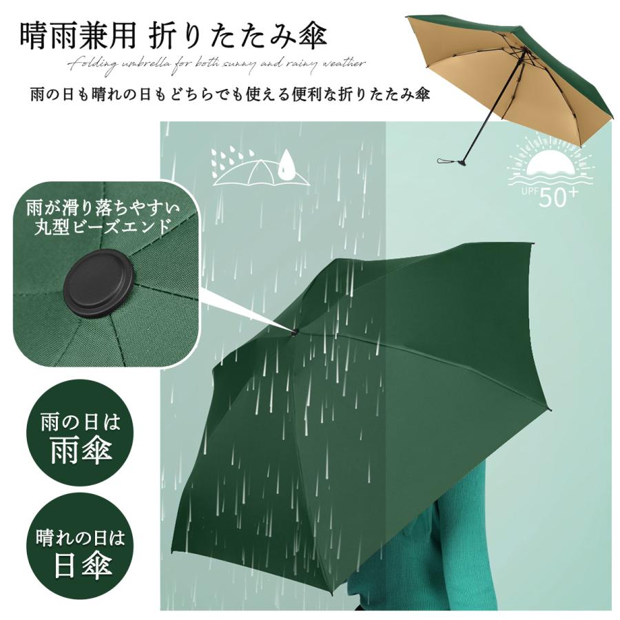 折りたたみ傘 レディース 晴雨兼用 折り畳み傘 軽量 コンパクト 遮光 99.99％ UVカット 完全遮光 日傘 撥水 UPF50+ 男女兼用｜zuttonezutto｜02