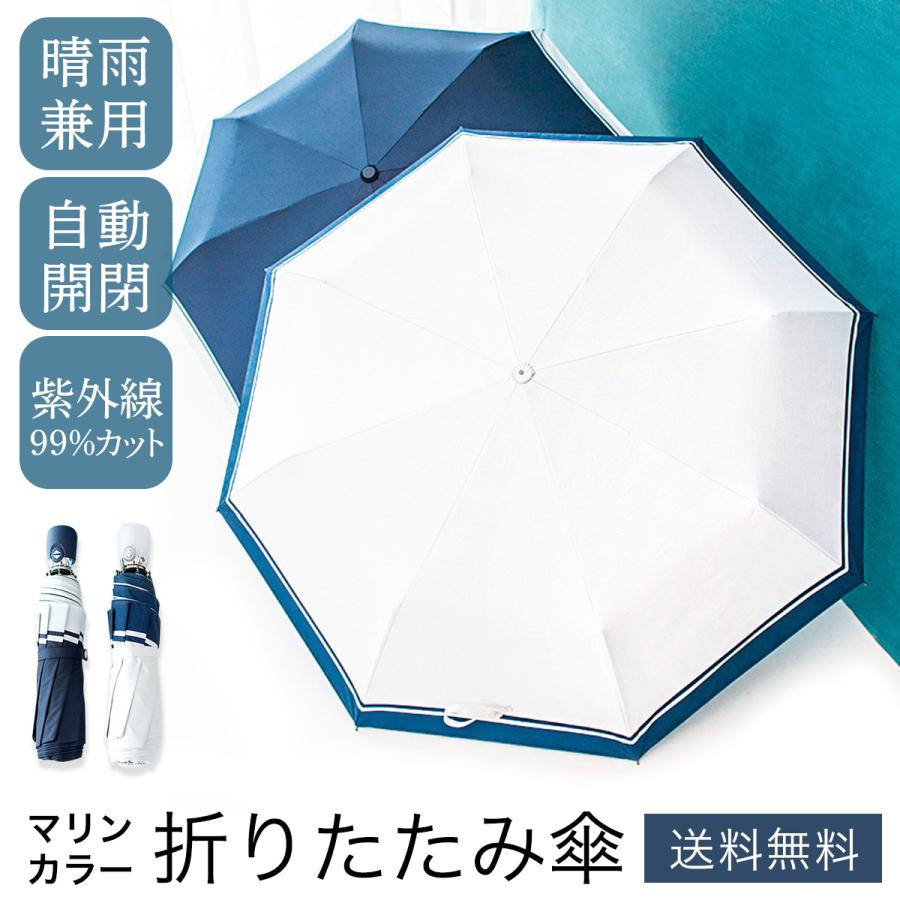 折りたたみ傘 レディース 日傘 ワンタッチ 自動開閉 折りたたみ 折り畳み傘 マリンカラー 完全遮光 遮光 雨傘 晴雨兼用 かわいい おしゃれ Znz 0064 Zutto Ne Zutto 通販 Yahoo ショッピング