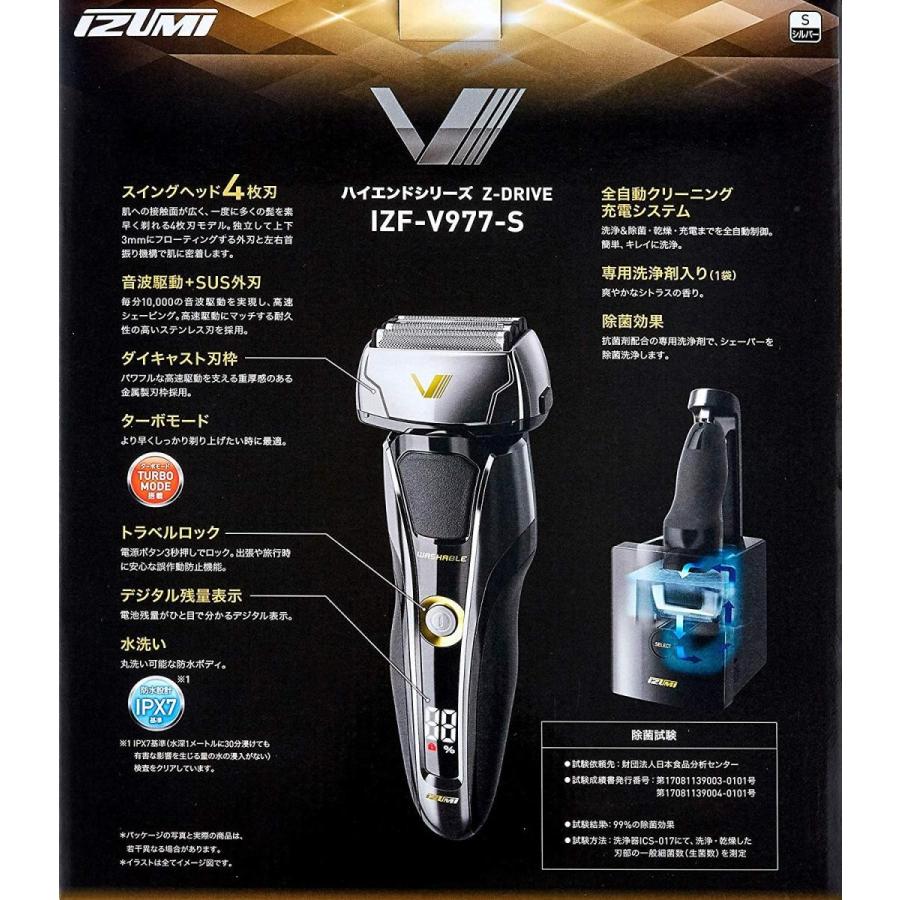 Izumi Z Drive 選択 ハイエンドシリーズ 往復式シェーバー 4枚刃 シルバー Izf V977 S