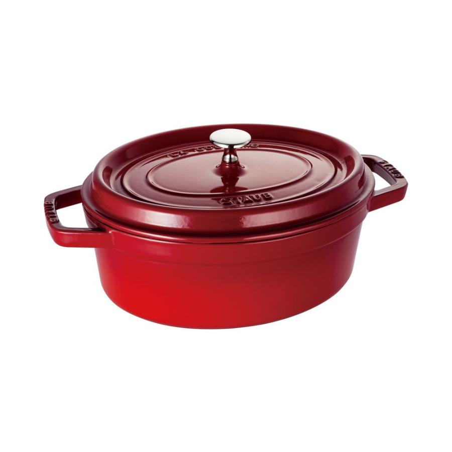 【美品】STAUB ストウブ　ココットオーバル27cm　チェリーレッド Staub（ストウブ） 鍋 ピコ・ココット オーバル 27cm チェリー 生涯
