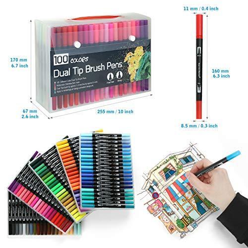 Kesote カラーペン 筆ペン 水性ペン 100色 コピック ペン 毛筆両用 水彩毛筆 水彩ペン イラストペン 極細 春夏新作