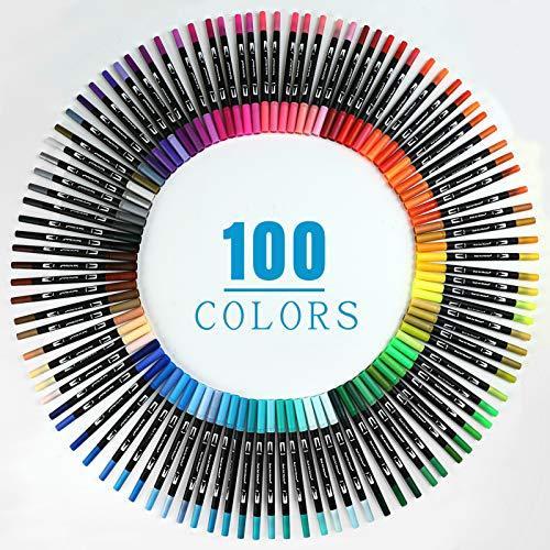 Kesote カラーペン 筆ペン 水性ペン 100色 コピック ペン 毛筆両用 水彩毛筆 水彩ペン イラストペン 極細 春夏新作