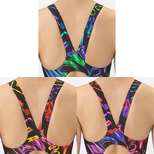 アリーナ arena ジュニア 女子 競泳水着 WA承認 ハーフスパッツ ガールズ/女の子 AQUA STRIPE-D 着やストラップ AS5FRC61G_6