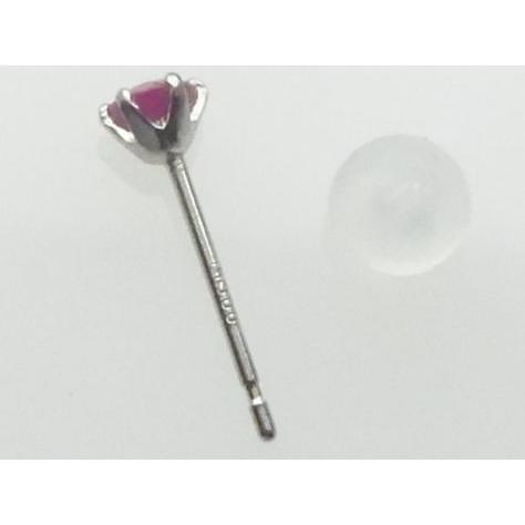 Pt900 天然 ルビー 3ミリ ピアス 片方 のみ 新品 ケース 保証書付 :948