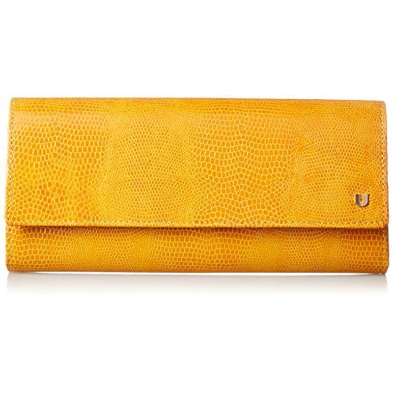 ユー バイ ウンガロ 財布 帽子 ファッション小物 長財布 ウンガロ ピエッツ レディースファッション 牛革 リザード型押し イエロー ダブルボタン式 Uulw6ht4 ボックス型小銭入れ付き 充実感 純国産 日本製