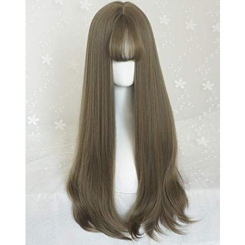 Z O O ウィッグ ロング ストレート アッシュ グレー ブラウン ミックス フルウィッグ ネット付き かつら 267 Z O O 通販 Yahoo ショッピング