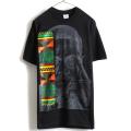 90s 人気 黒 USA製 ★ マルコムX ビッグ プリント 半袖 Tシャツ ( メンズ L ) 古...