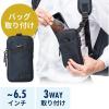 「サンワダイレクト リュックベルト用スマホポーチ（ベルト取付・3通り設置可能・ネイビー） 200-BAGOP1NV 1個（直送品）」の商品サムネイル画像1枚目