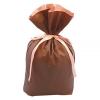 「梨地リボン付き巾着（マチ付き）　LL　ブラウン　1袋（20枚入）　カクケイ」の商品サムネイル画像1枚目