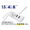 「トップランド USB電源 4個口 延長ポート 1.5m 合計8A 急速充電 マグネット付き TPUSIC8A-WT 1個」の商品サムネイル画像2枚目