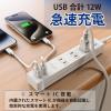 「トップランド 延長コード 電源タップ 1m 4個口 USBーA充電ポート(2個口)付 抗菌加工 STPA410-WT 1個」の商品サムネイル画像3枚目