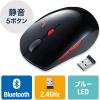「サンワサプライ 静音ワイヤレスブルーLEDコンボマウス(ブラック×レッド) MA-WBTBL193BKR 1個」の商品サムネイル画像6枚目