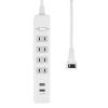 「朝日電器 延長コード 電源タップ 集中スイッチ AC4個口 USB-A×2 2m 耐雷 WLS-4232BUA(W) 1個」の商品サムネイル画像2枚目