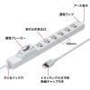 「サンワサプライ 漏電ブレーカータップ(3P・6個口・5m) TAP-BR36LN-5 1個」の商品サムネイル画像3枚目