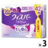 「ウィスパー うすさら安心 女性軽度尿ケア さわやかな香り 120cc 羽なし 27cm 1セット（42枚×3パック）  尿もれ 軽失禁 P＆G」の商品サムネイル画像1枚目