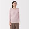 「無印良品 レディース 婦人 あったか綿 厚手 Ｕネック八分袖Ｔシャツ 婦人Ｍ ライトピンク 良品計画」の商品サムネイル画像2枚目