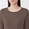 「無印良品 レディース 婦人 あったか綿 ウールクルーネック長袖Ｔシャツ 婦人Ｍ ダークブラウン 良品計画」の商品サムネイル画像4枚目