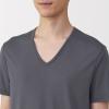 「無印良品 メンズ　紳士 脇に縫い目のない なめらか Ｖネック半袖Ｔシャツ 紳士Ｓ チャコールグレー 良品計画」の商品サムネイル画像4枚目