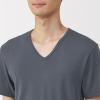「無印良品 メンズ　紳士 あったか綿 Ｖネック半袖Ｔシャツ 紳士Ｌ ダークグレー 良品計画」の商品サムネイル画像4枚目