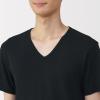 「無印良品 メンズ　紳士 あったか綿 Ｖネック半袖Ｔシャツ 紳士Ｌ 黒 良品計画」の商品サムネイル画像4枚目