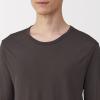「無印良品 メンズ　紳士 脇に縫い目のない なめらか クルーネック長袖Ｔシャツ 紳士Ｓ ブラウン 良品計画」の商品サムネイル画像4枚目