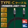 「日本トラストテクノロジー USB4.0マルチファンクショナルデータケーブル0.3m JTU4CC03-BK 1本」の商品サムネイル画像2枚目