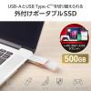 「エレコム SSD 外付け 500GB スライド式 USBーC/A両対応 高速 耐衝撃 シル ESD-EWC0500GSV 1個」の商品サムネイル画像3枚目