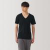 「【メンズ】無印良品 紳士 あったか綿 Vネック半袖Tシャツ 紳士M 黒 良品計画」の商品サムネイル画像2枚目