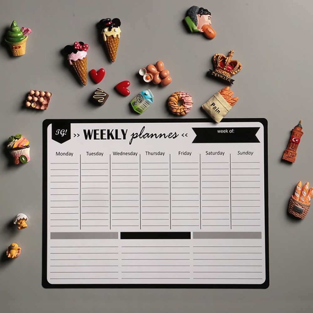 スケジュールボード マグネット式 冷蔵庫用 月 防水 週間予定表 ホワイトボード 磁気あり ステッカー