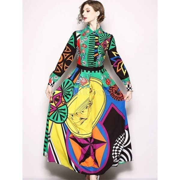 幾何学 総柄 マキシ ロングワンピース 主役級 幾何学模様 ワンピース カラフル レディース ヴィンテージ 70年代 31 0409 5 Aio 通販 Yahoo ショッピング 일본구매대행 직구 엔재팬