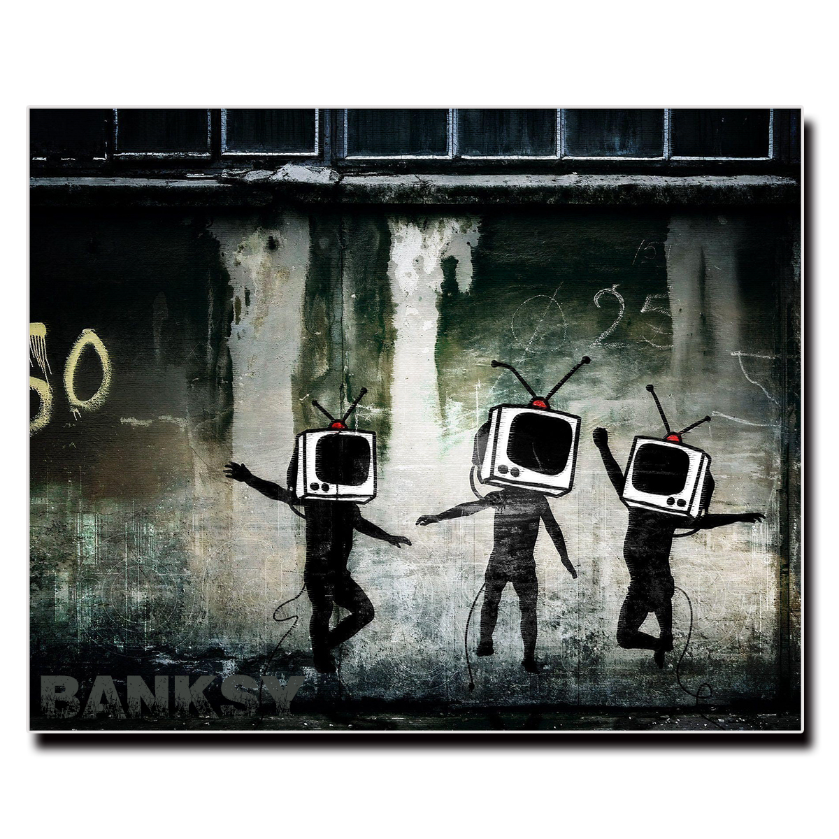 アート キャンバス 18×14 27×22 41×32cm Banksy ウォール バンクシー パネル ファブリック モダン 油絵 絵画 長方形 雑貨  風景画 出産祝い パネル