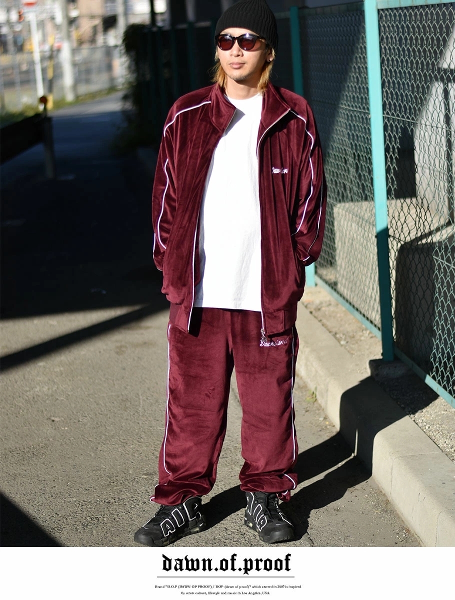 dawn of proofベロアセットアップ ネイビーXLストリート