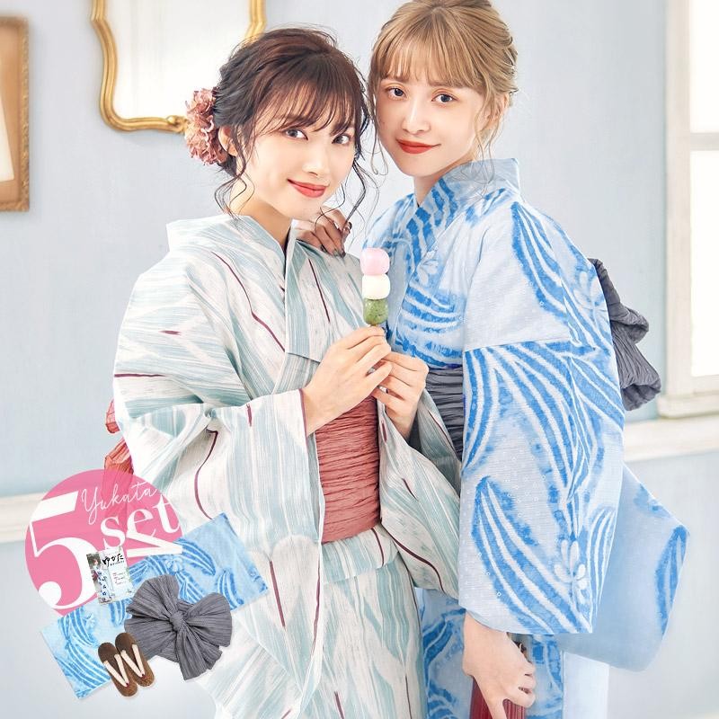 Dita 浴衣　小物セット Dita 浴衣セット レディース 簡単（ゆかた・しわ兵児帯・下駄