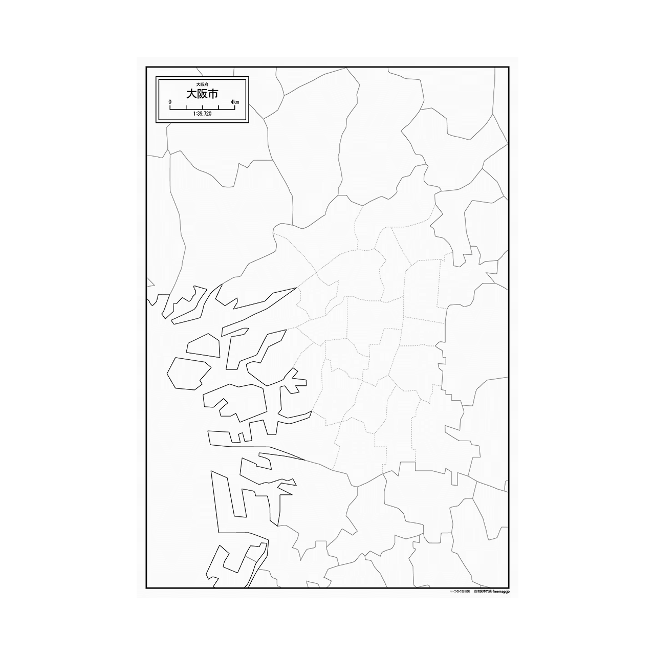 大阪府大阪市の紙の白地図 Jppa1 白地図専門店 通販 Yahoo ショッピング 일본구매대행 직구 온재팬