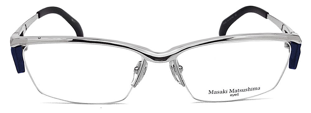 Masaki Matsushima マサキマツシマ メガネ MF-1252 1 眼鏡 サイズ58 伊達メガネ 度付き ライトグレー×ネイビー  ナイロール メンズ 男性 日本製 人気新品入荷