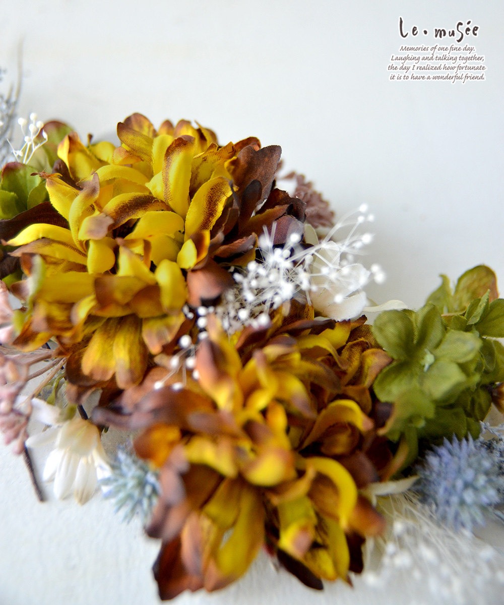 ドライフラワー テイスト ヘッドドレス 髪飾り 花 ウェディング アンティークガーベラ ルナ ウエディング専門店 ミュゼ 通販 Yahoo ショッピング 일본구매대행 직구 바이박스