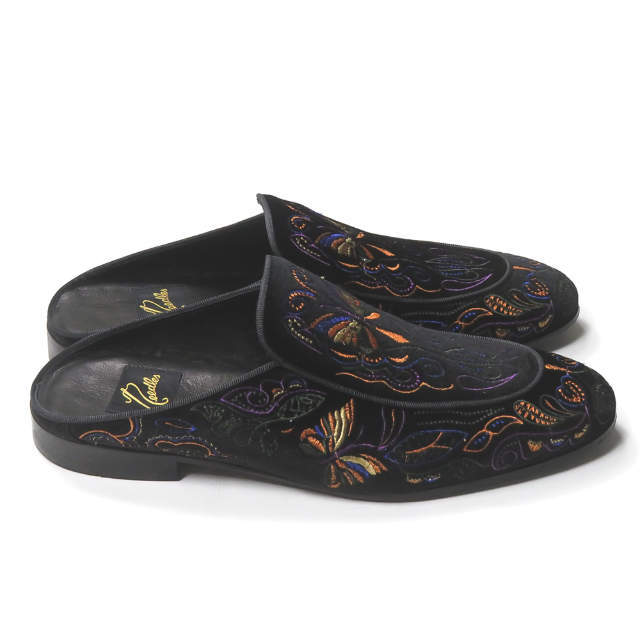 ニードルス Needles 20AW VELVET MULE - PAPILLON EMBROIDERY パピヨン