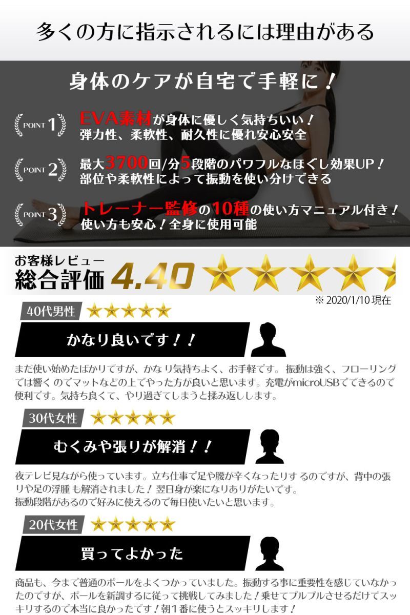 レビューで送料無料 フォームローラー 電動 振動 Usb充電式 バイブレーション ストレッチローラー ヨガ マッサージ 筋膜リリース トレーニング 効果 初心者 日本語説明書 33cm Stan Seal限定商品 Farmaequiposgeko Cl