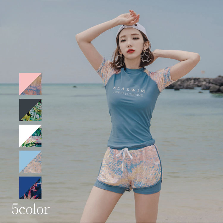 21新作 フィットネス水着 レディース タンキニ 半袖 スポーツ サーフィン かわいい ビーチウェア 体型カバー 大きいサイズ ママ水着 代 30代 40代 50代 Swimwear03 Suzumiストア 通販 Yahoo ショッピング 일본구매대행 직구 온재팬